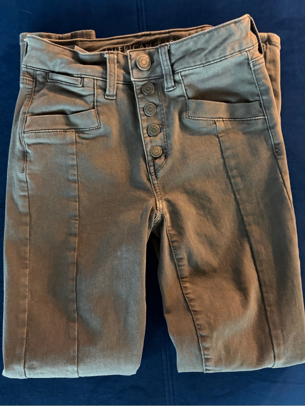 American Eagle Outfitters Olive Green Kids Button-Fly Jeggings